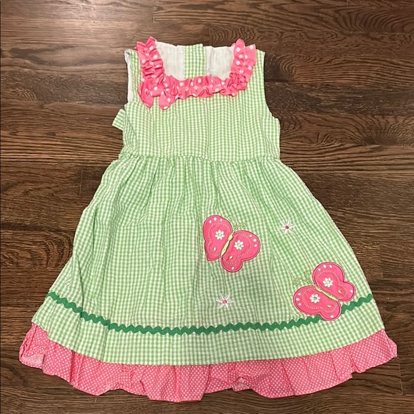 Emily Rose Green and White Smocked Ruffle Sundress - Picture 1 of 5